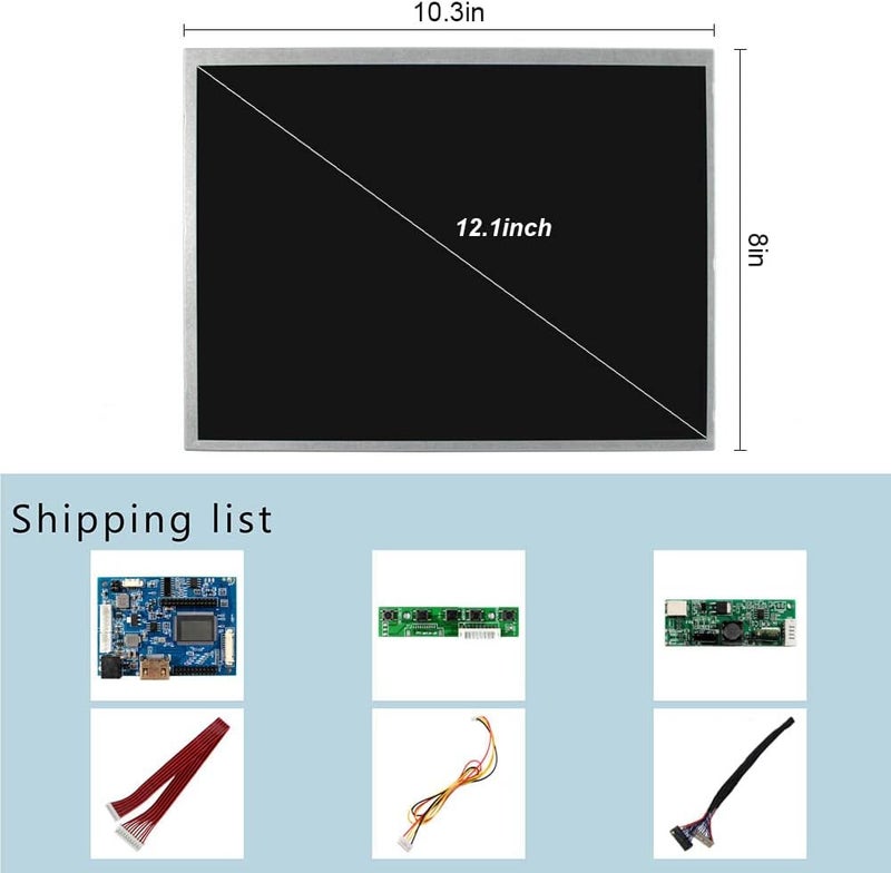 VSDISPLAY 12.1 Inch 800x600 IPS LCD Screen 450 Nits 4:3 Aspect Ratio Industrial Replacement Display Panel VS121T-002A with Audio LCD Controller Board - Image 4